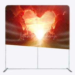Lofaris Tension Fabric Backdrop Heart Shaped Cloud Sunset Sky Love Road Photography Background