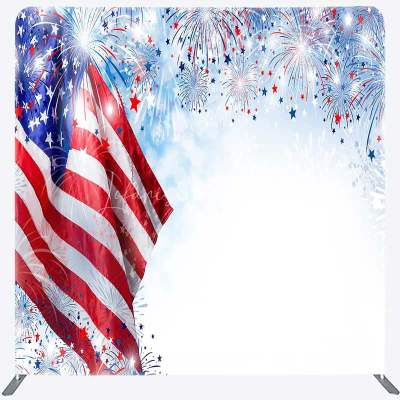 Lofaris Tension Fabric Backdrop Patriotic American Flag 4th of July Fireworks Independence Day Background