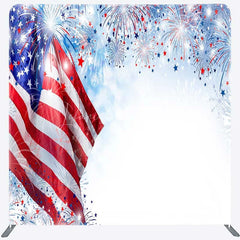 Lofaris Tension Fabric Backdrop Patriotic American Flag 4th of July Fireworks Independence Day Background