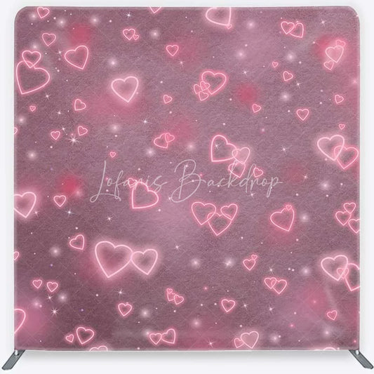 Lofaris Tension Fabric Backdrop Pink Neon Hearts Valentine Day Love Photography Prop