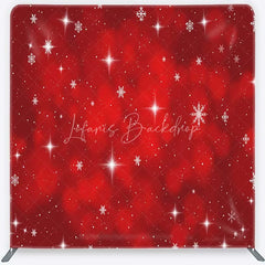 Lofaris Tension Fabric Backdrop Red Christmas Snowflake Star Winter Holiday Glitter Bokeh Pillowcase Background Xmas Party Decor