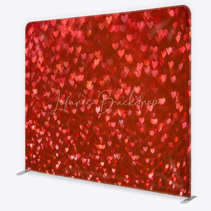 Lofaris Tension Fabric Backdrop Red Heart Bokeh Glitter Romantic Valentine Love Pillowcase Background Wedding Anniversary Decor