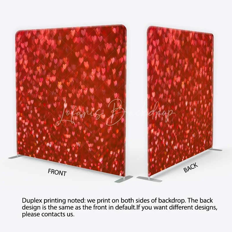 Lofaris Tension Fabric Backdrop Red Heart Bokeh Glitter Romantic Valentine Love Pillowcase Background Wedding Anniversary Decor
