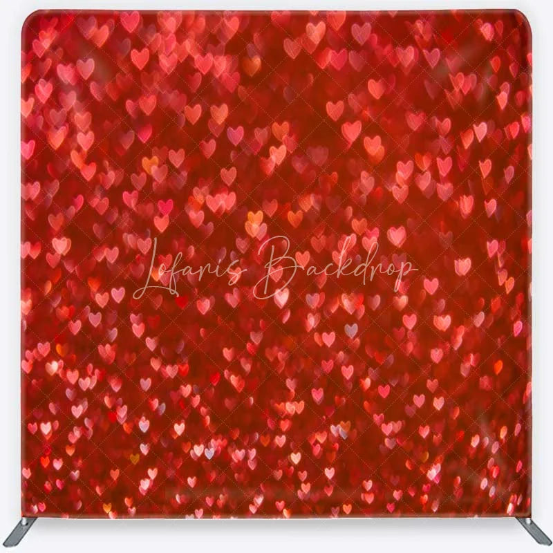 Lofaris Tension Fabric Backdrop Red Heart Bokeh Glitter Romantic Valentine Love Pillowcase Background Wedding Anniversary Decor