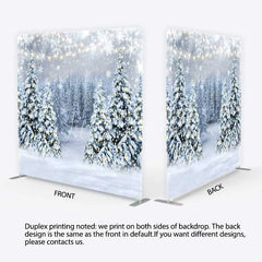 Lofaris Tension Fabric Backdrop Winter Wonderland Snow Forest Christmas Tree Decor