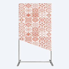Lofaris Terracotta and White Moroccan Tile Pattern Rectangle Backdrop Rustic Boho Wedding Party Decor