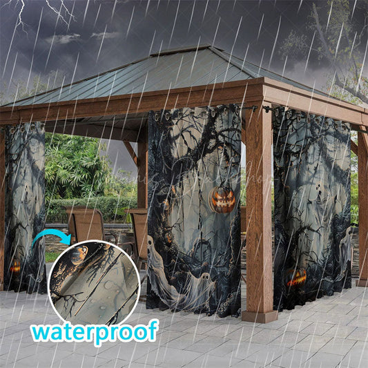 Lofaris Terrify Night Waterproof Printed Outdoor Curtains