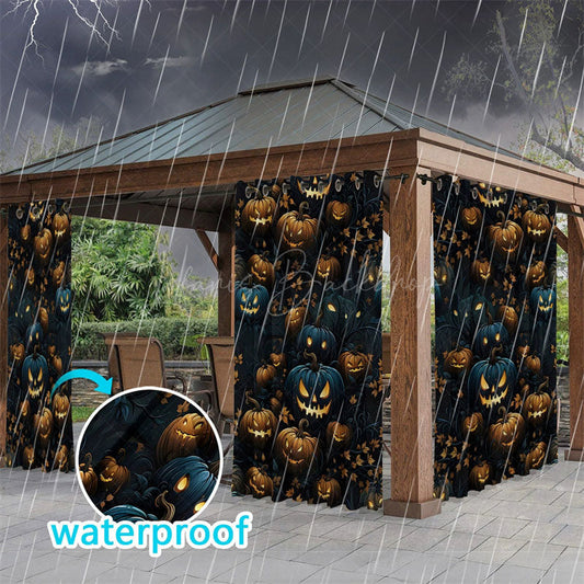 Lofaris Terrify Pumpkin Waterproof Printed Outdoor Curtains