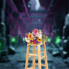 Lofaris Terror Stone Road Retro Holiday Halloween Backdrop