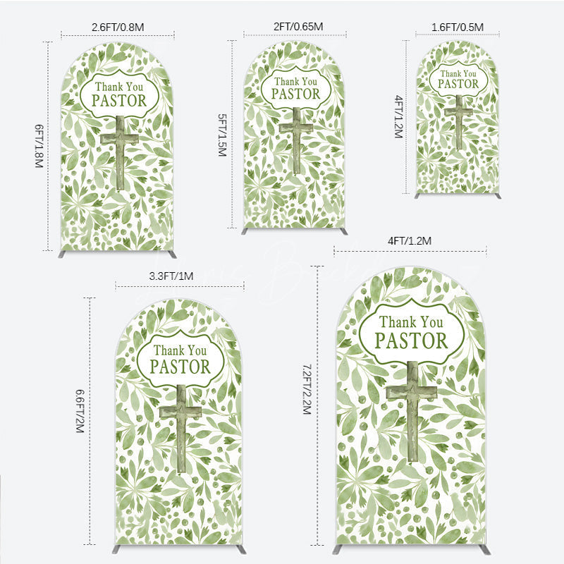 Lofaris Thank You Pastor Arch Backdrop Greenery Christian Cross Theme Church Appreciation Day and Holiday Event Decor