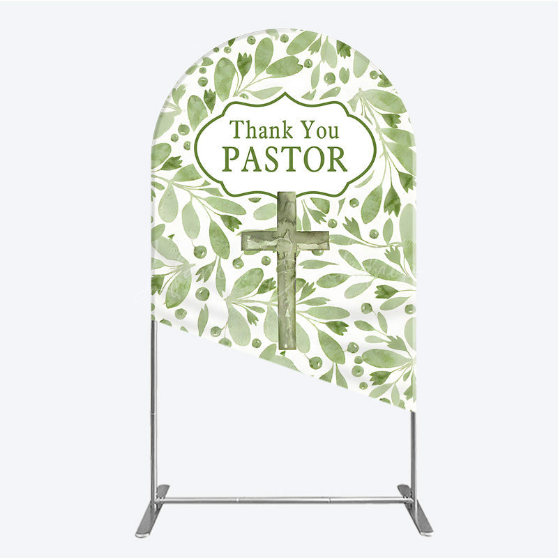 Lofaris Thank You Pastor Arch Backdrop Greenery Christian Cross Theme Church Appreciation Day and Holiday Event Decor