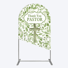 Lofaris Thank You Pastor Arch Backdrop Greenery Christian Cross Theme Church Appreciation Day and Holiday Event Decor