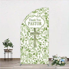 Lofaris Thank You Pastor Half Moon Arch Backdrop Greenery Christian Cross Theme Church Appreciation Day and Holiday Event Decor