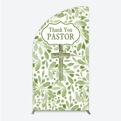 Lofaris Thank You Pastor Half Moon Arch Backdrop Greenery Christian Cross Theme Church Appreciation Day and Holiday Event Decor