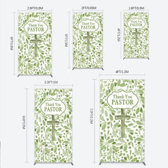 Lofaris Thank You Pastor Rectangle Backdrop Greenery Christian Cross Theme Church Appreciation Day and Holiday Event Decor