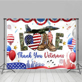 Lofaris Thank You Veterans Backdrop Patriotic Military Appreciation Banner American Flag Boots Jet Party Decorations
