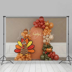 Lofaris Thanksgiving Balloon Arch Backdrop Turkey Pumpkin Photography Background Fall Harvest Thankful Party Decoration Prop