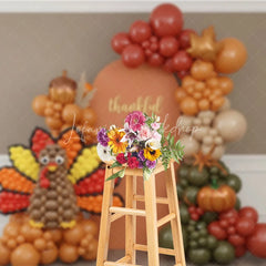 Lofaris Thanksgiving Balloon Arch Backdrop Turkey Pumpkin Photography Background Fall Harvest Thankful Party Decoration Prop