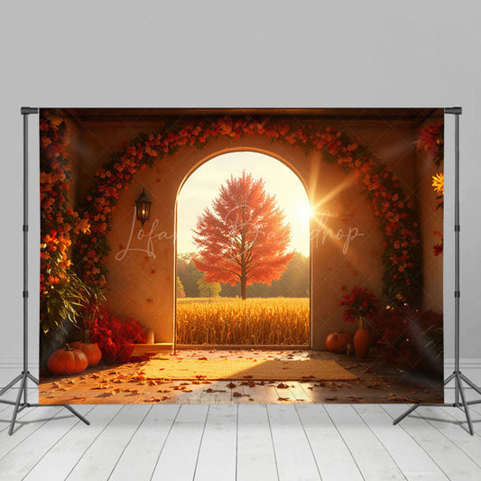 Lofaris Thanksgiving Vibe Sunlight Maple Tree Autumn Backdrop