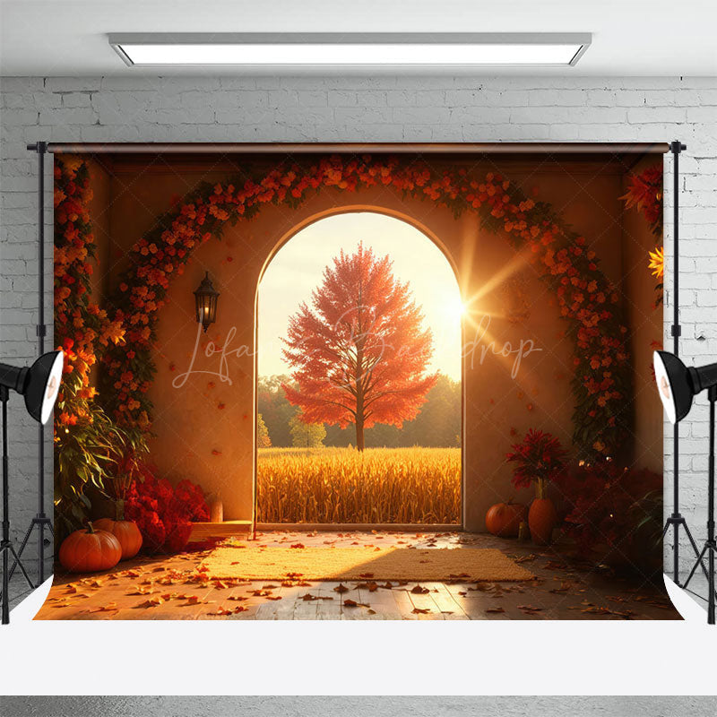 Lofaris Thanksgiving Vibe Sunlight Maple Tree Autumn Backdrop