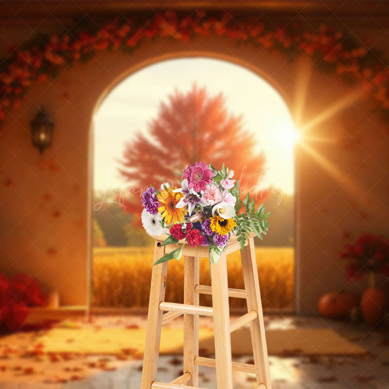Lofaris Thanksgiving Vibe Sunlight Maple Tree Autumn Backdrop