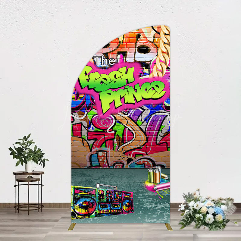 Lofaris The Fresh Prince Retro Graffiti Birthday Half Moon Arch Backdrop