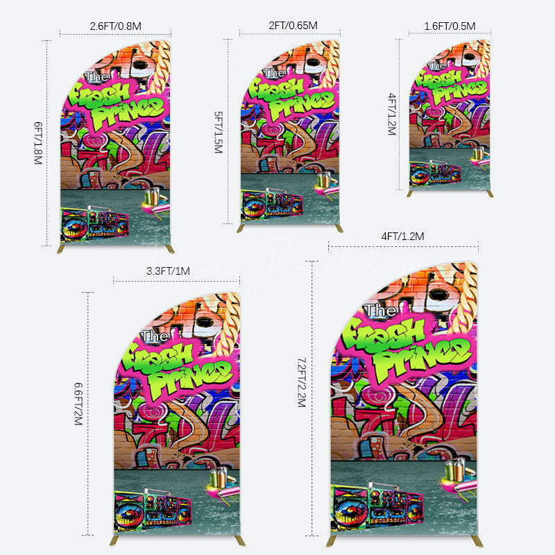 Lofaris The Fresh Prince Retro Graffiti Birthday Half Moon Arch Backdrop