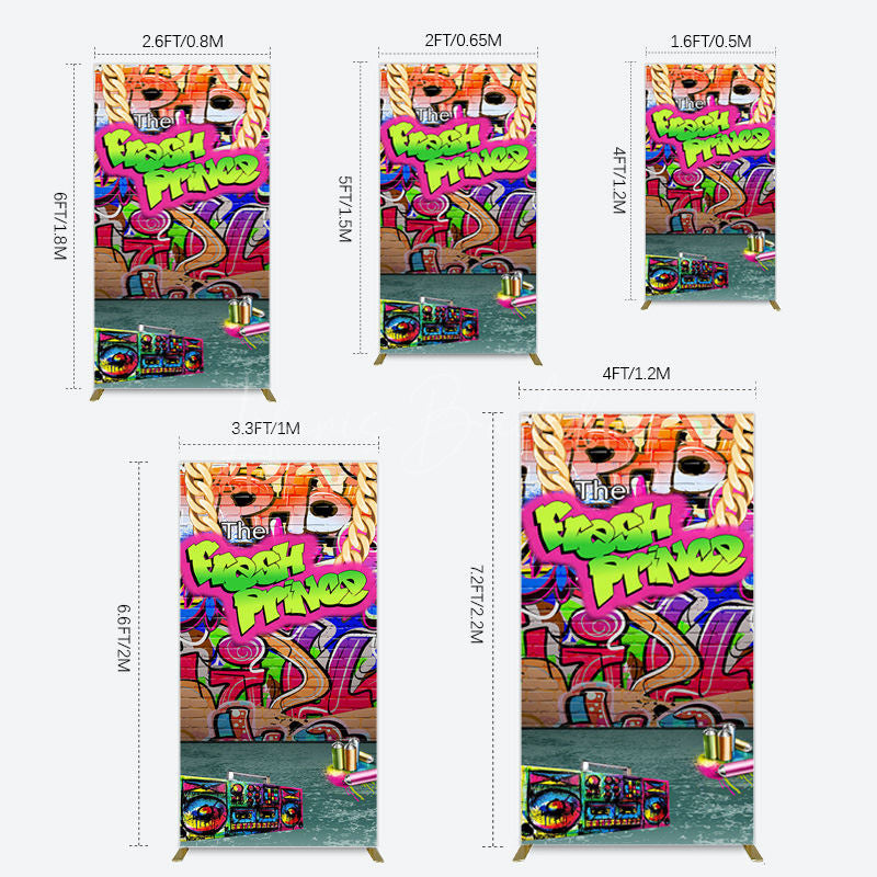 Lofaris The Fresh Prince Retro Graffiti Birthday Rectangle Backdrop