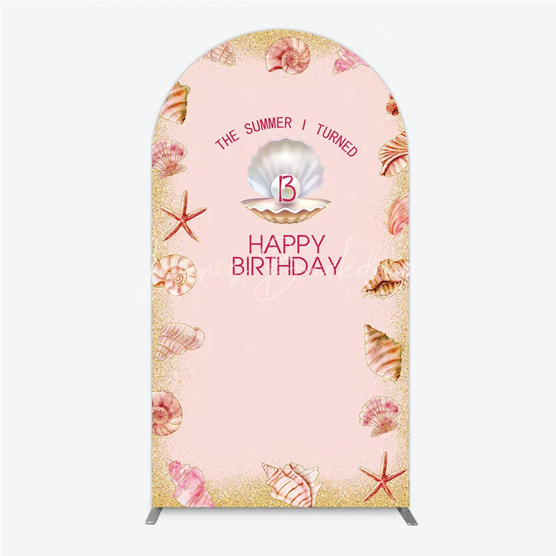 Lofaris The Summer I Turned 13 Arch Backdrop for Birthday Beach and Seashell Theme Under the Sea Party Photo Booth