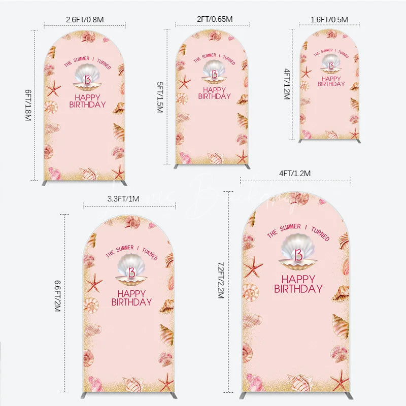 Lofaris The Summer I Turned 13 Arch Backdrop for Birthday Beach and Seashell Theme Under the Sea Party Photo Booth