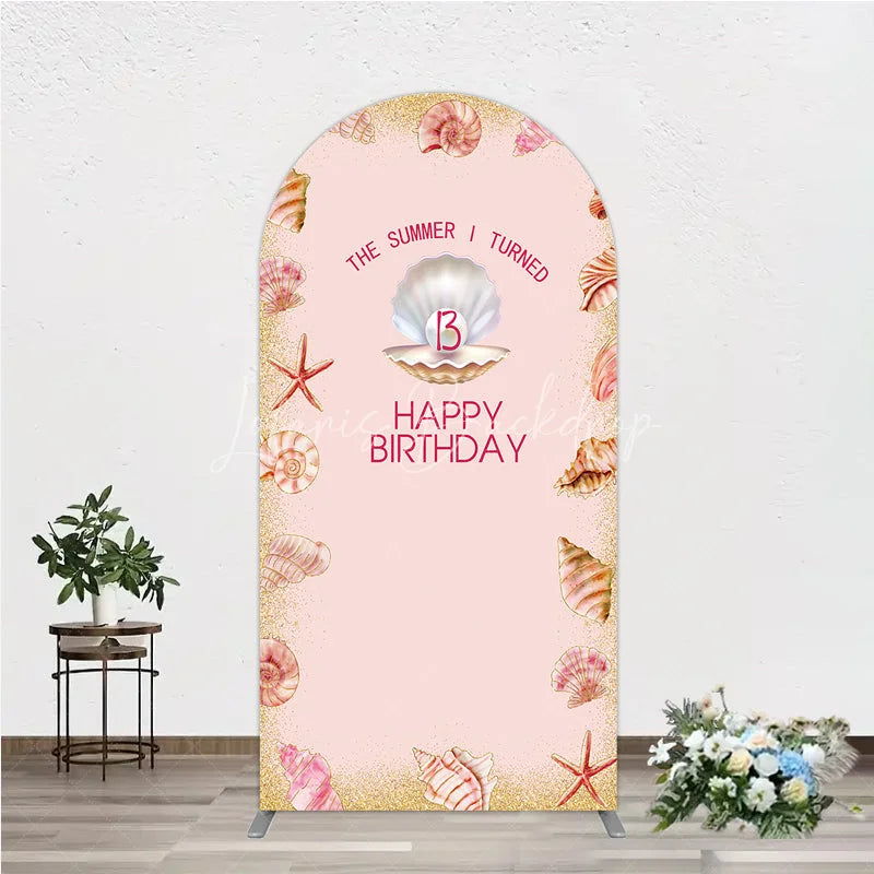 Lofaris The Summer I Turned 13 Arch Backdrop for Birthday Beach and Seashell Theme Under the Sea Party Photo Booth