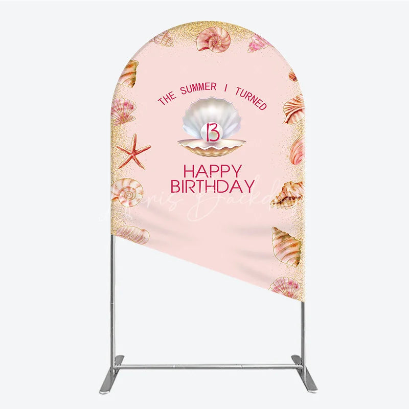 Lofaris The Summer I Turned 13 Arch Backdrop for Birthday Beach and Seashell Theme Under the Sea Party Photo Booth