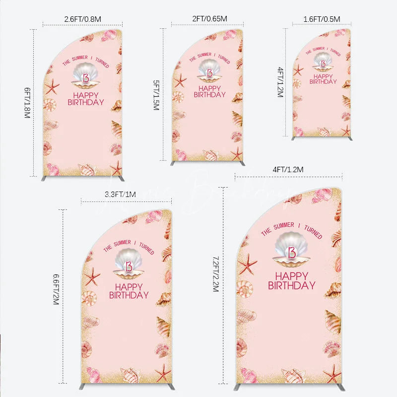 Lofaris The Summer I Turned 13 Half Moon Arch Backdrop for Birthday Beach and Seashell Theme Under the Sea Party Photo Booth