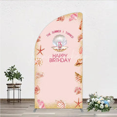 Lofaris The Summer I Turned 13 Half Moon Arch Backdrop for Birthday Beach and Seashell Theme Under the Sea Party Photo Booth