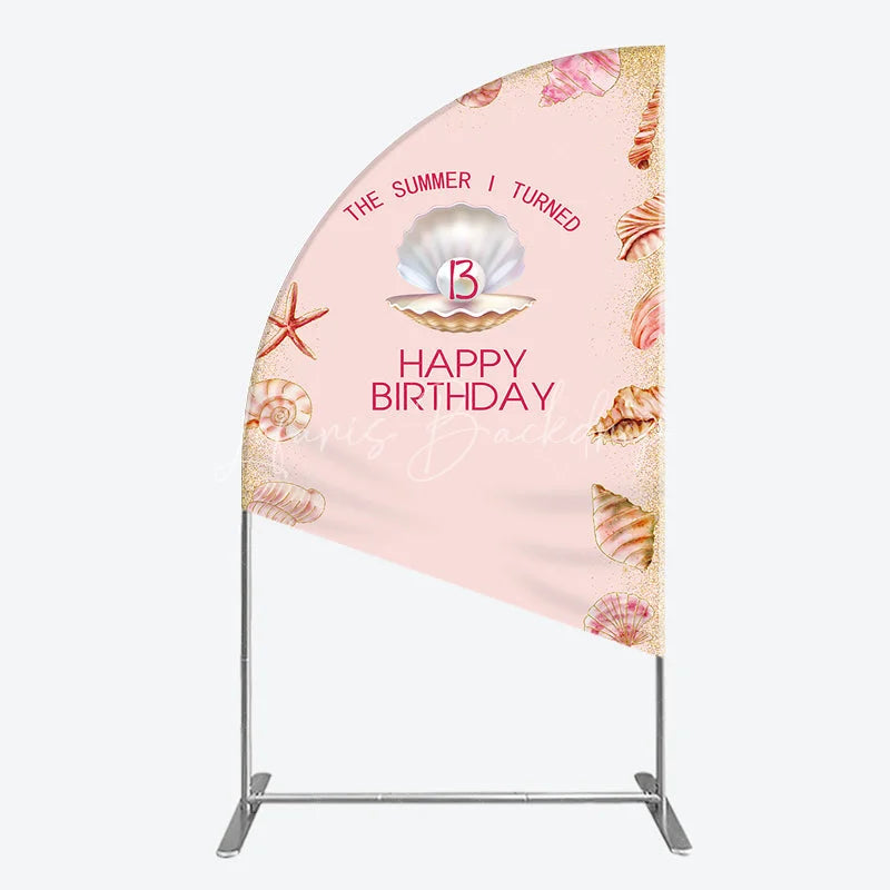 Lofaris The Summer I Turned 13 Half Moon Arch Backdrop for Birthday Beach and Seashell Theme Under the Sea Party Photo Booth