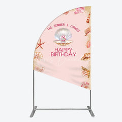 Lofaris The Summer I Turned 13 Half Moon Arch Backdrop for Birthday Beach and Seashell Theme Under the Sea Party Photo Booth