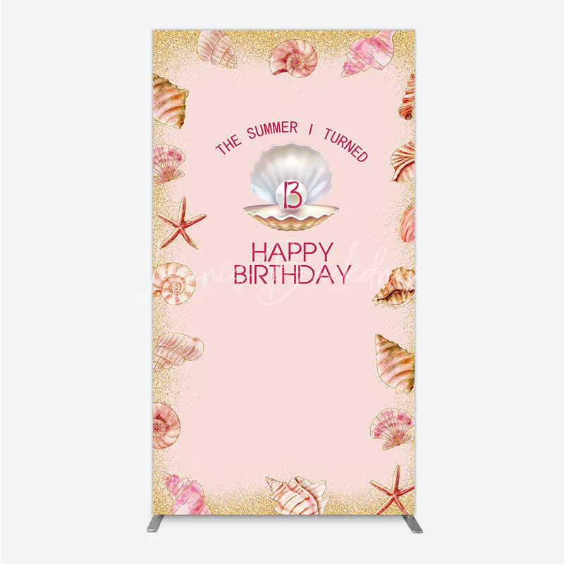 Lofaris The Summer I Turned 13 Rectangle Backdrop for Birthday Beach and Seashell Theme Under the Sea Party Photo Booth