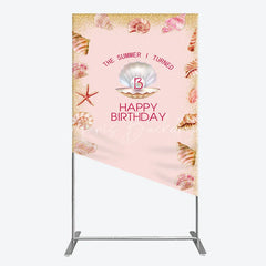 Lofaris The Summer I Turned 13 Rectangle Backdrop for Birthday Beach and Seashell Theme Under the Sea Party Photo Booth