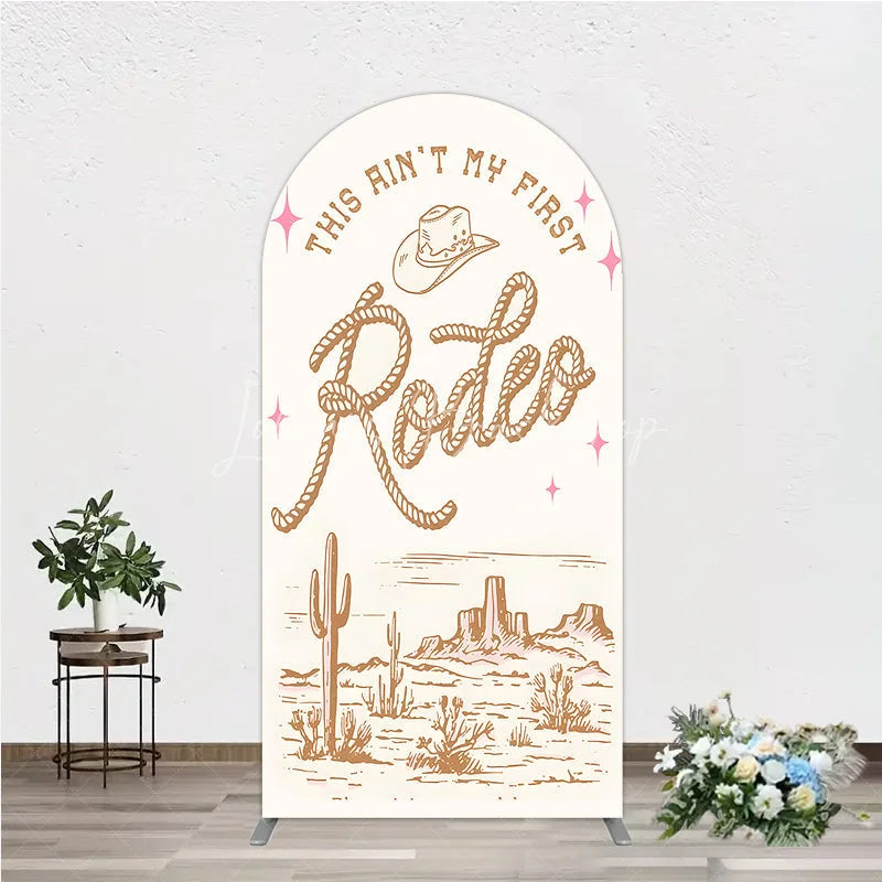 Lofaris This Ain’t My First Rodeo Arch Backdrop Western Cowboy Themed Birthday Desert Cactus Party Photo Booth Decor