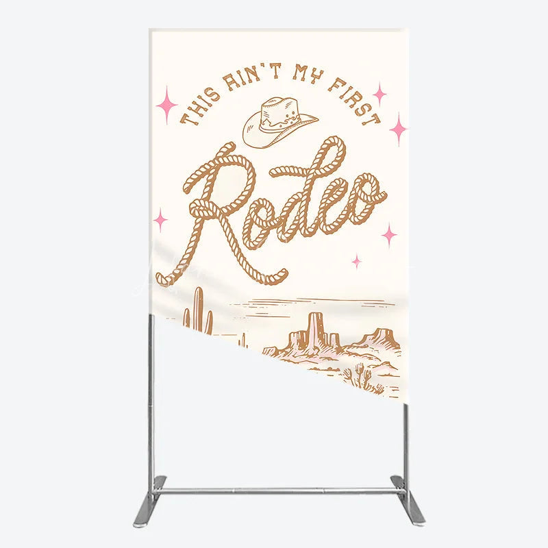 Lofaris This Ain’t My First Rodeo Rectangle Backdrop Western Cowboy Themed Birthday Desert Cactus Party Photo Booth Decor