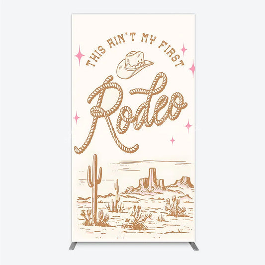 Lofaris This Ain’t My First Rodeo Rectangle Backdrop Western Cowboy Themed Birthday Desert Cactus Party Photo Booth Decor