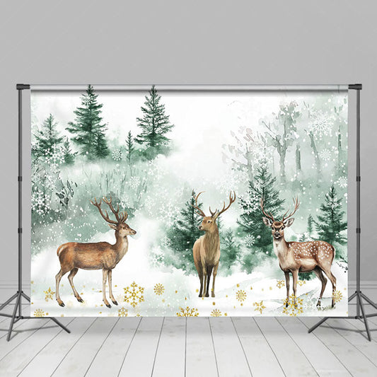 Lofaris Three Deer In The Woods Painting Forest Backdrop