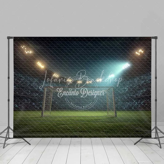 Lofaris Thrilling Soccer Field Stadium Lights Backdrop Night Game Sports Event Photography Background for Party