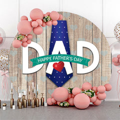 Lofaris Tie Dad Red Heart Wooden Round Fathers Day Backdrop