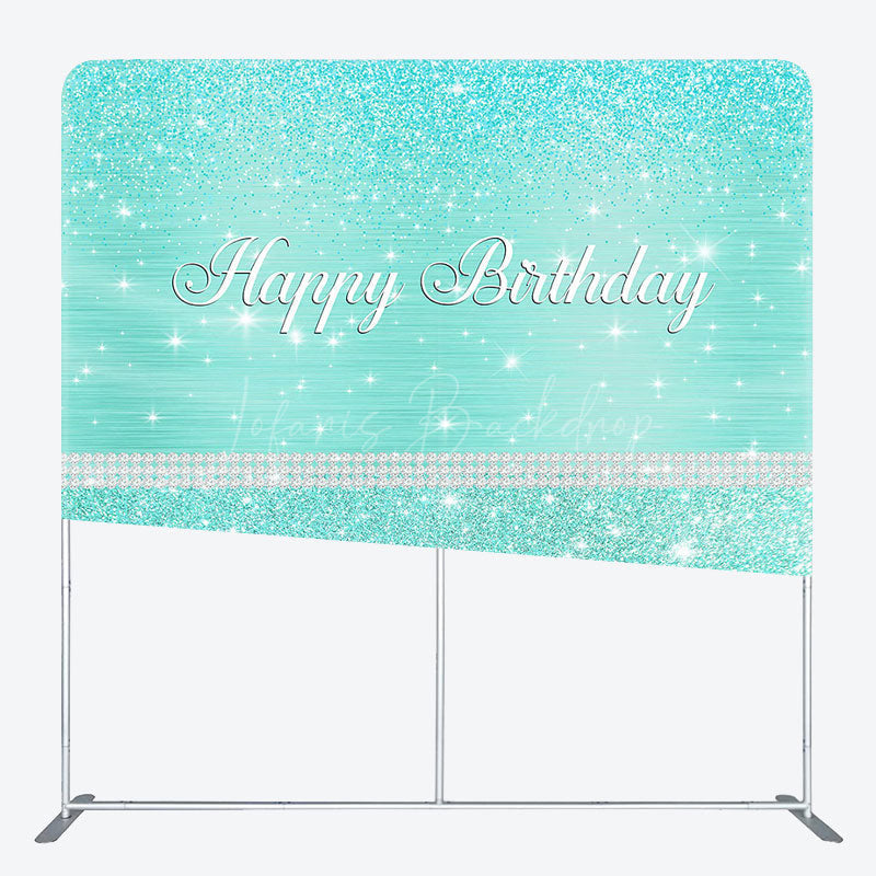 Lofaris Tiffany Green Glitter Birthday Pillow Case Backdrop