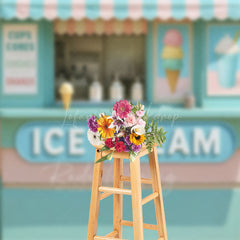 Lofaris Tiffany Green Pink Ice Cream Shop Photo Backdrop