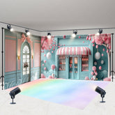 Lofaris Tiffany Green Pink Store Rainbow Floor Room Set Backdrop
