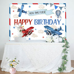 Lofaris Time Flies Airplane Cloud Birthday Backdrop For Boys