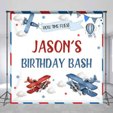 Lofaris Time Flies Plane Clouds Custom Birthday Backdrop