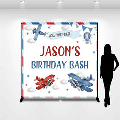 Lofaris Time Flies Plane Clouds Custom Birthday Backdrop